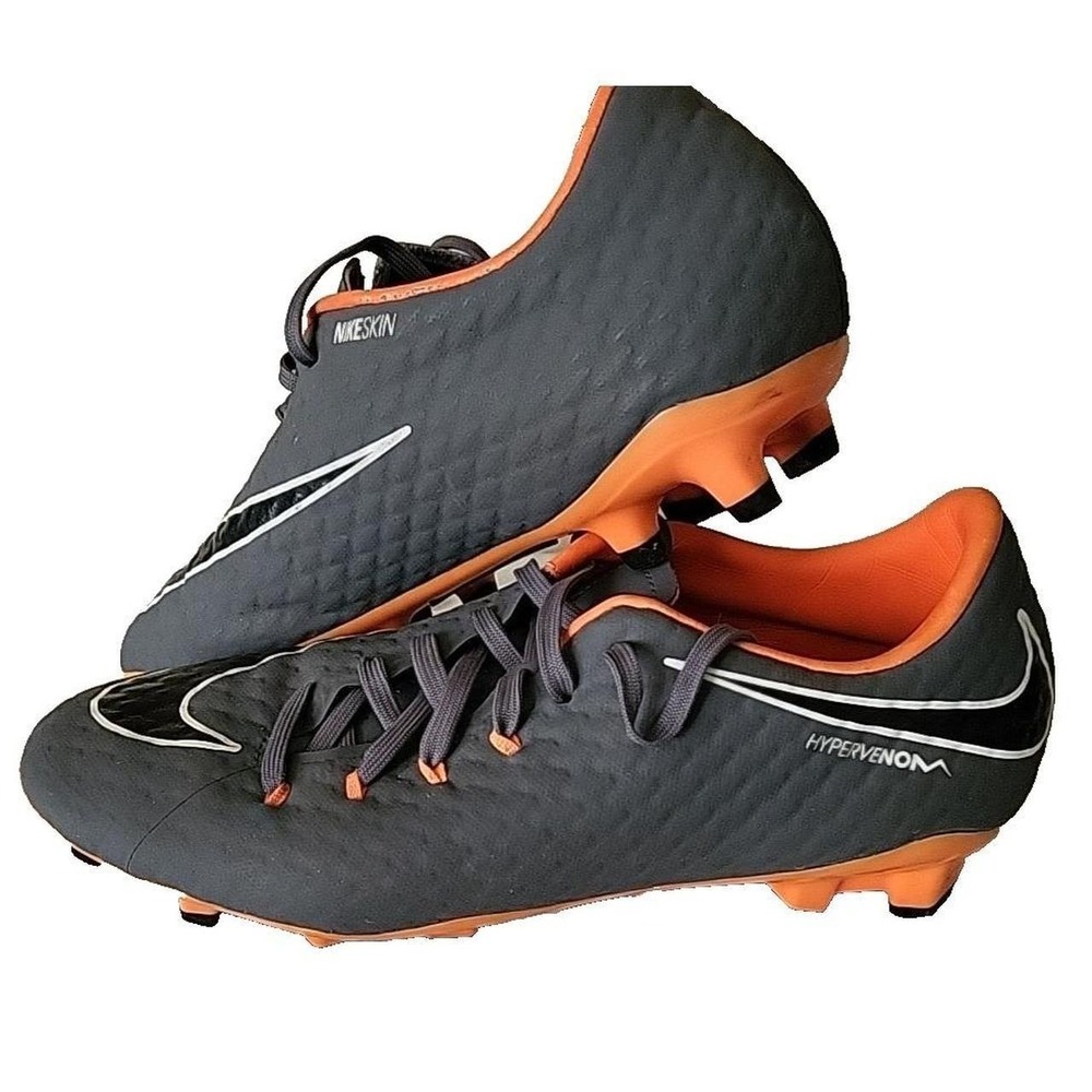 Nike Hypervenom Soccer Cleats Grey Orange Size 6.5